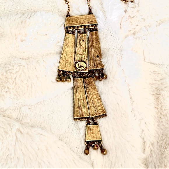 Sequin Brand Long Art Deco Rhinestone Necklace - Picture 8 of 13